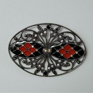 Vintage enamel rhinestone brooch